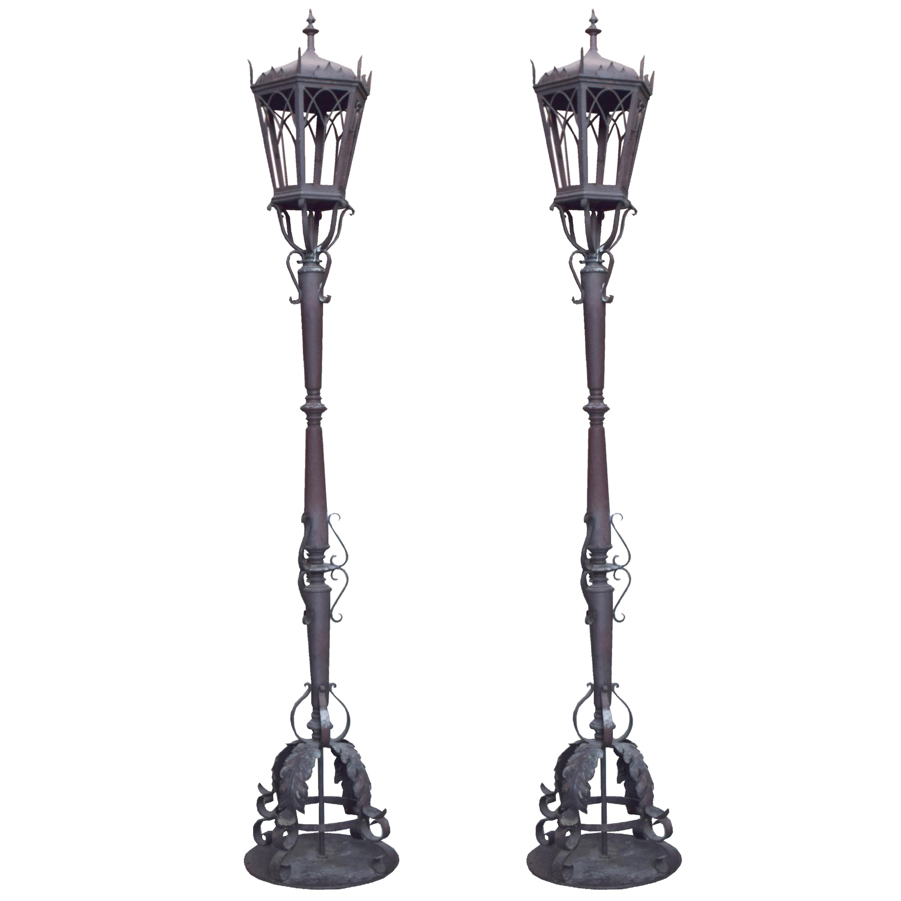 A Pair of Argentine Wrought Iron Torchieres 21" W x 21" D x 117" H — Argentina, Circa 1930