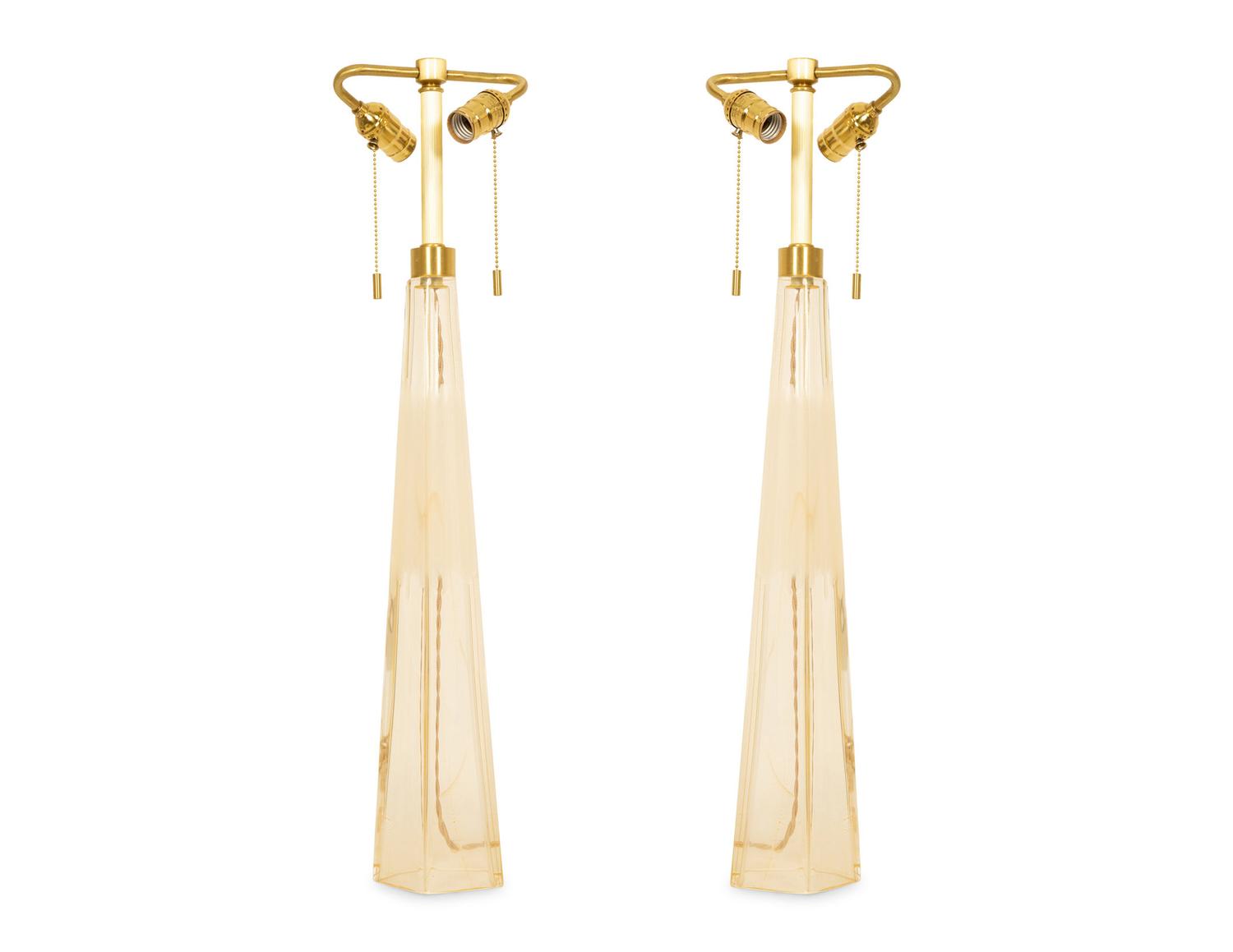 A Pair of Modernist Murano Glass Table Lamps