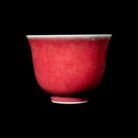 A Pair of Chinese Sang-de-Boeuf Glazed Porcelain Cups, Qing Dynasty 清 永樂堂款祭紅杯一對