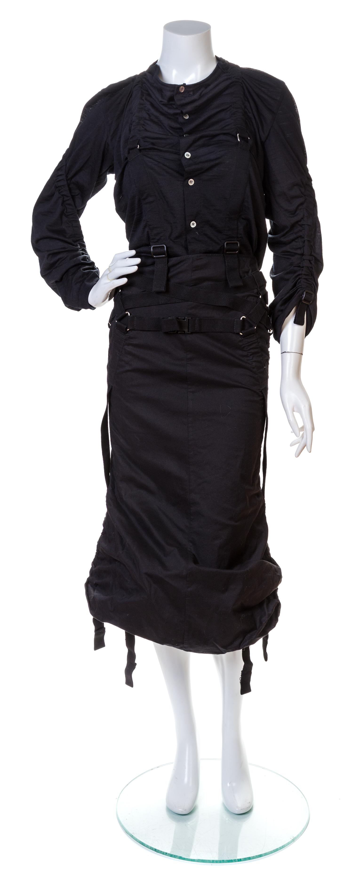 A Junya Wantanabe Black Parachute Ensemble, Shirt size M.