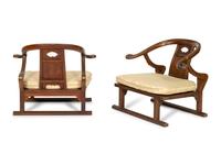 A Pair of Baker Furniture Walnut Horseshoe Back Chairs