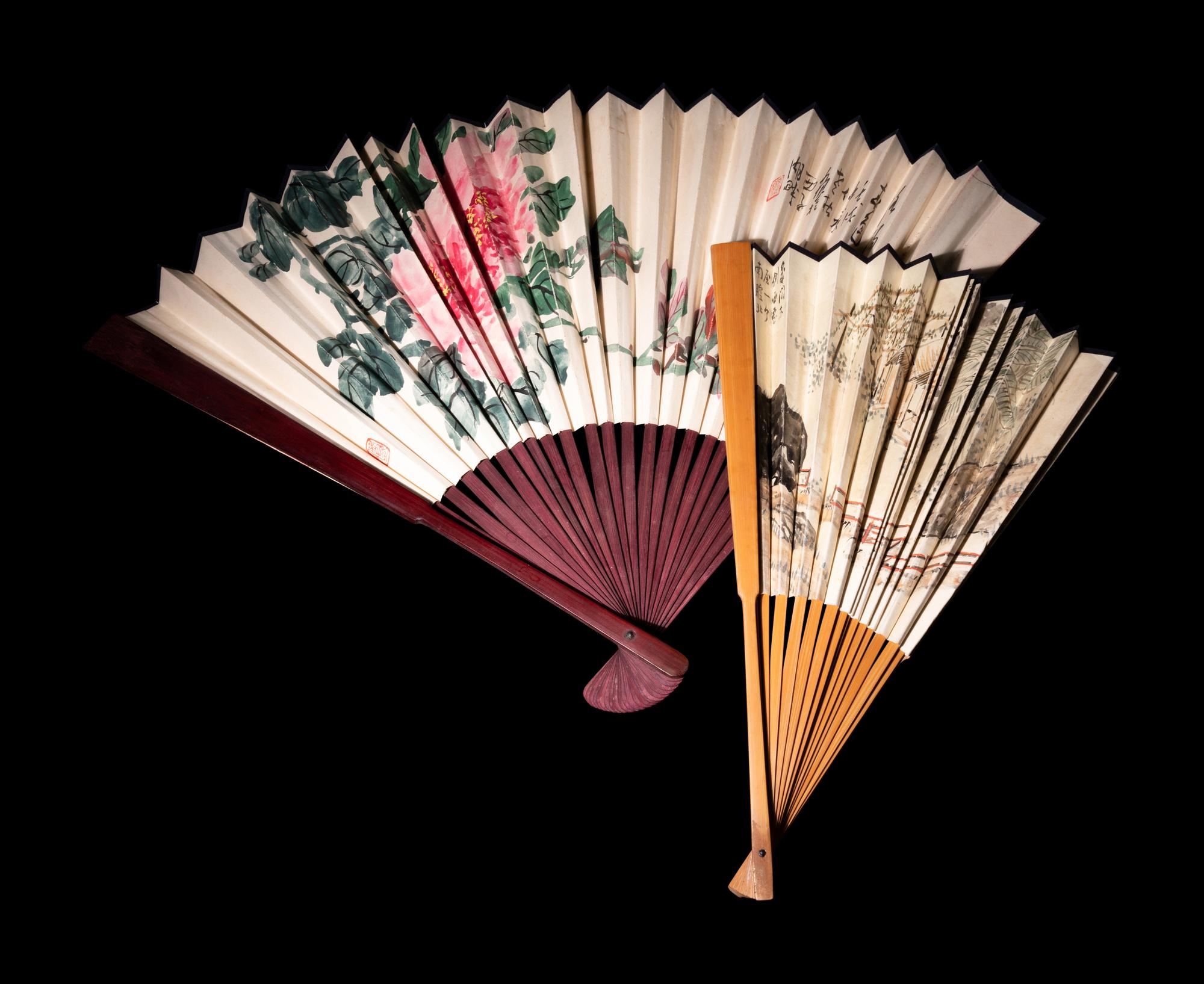 Two Chinese Paper Folding Fans