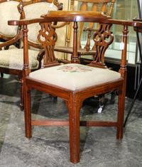 A George III Style Mahogany Corner Chair Height 31 inches. — 19TH CENTURY