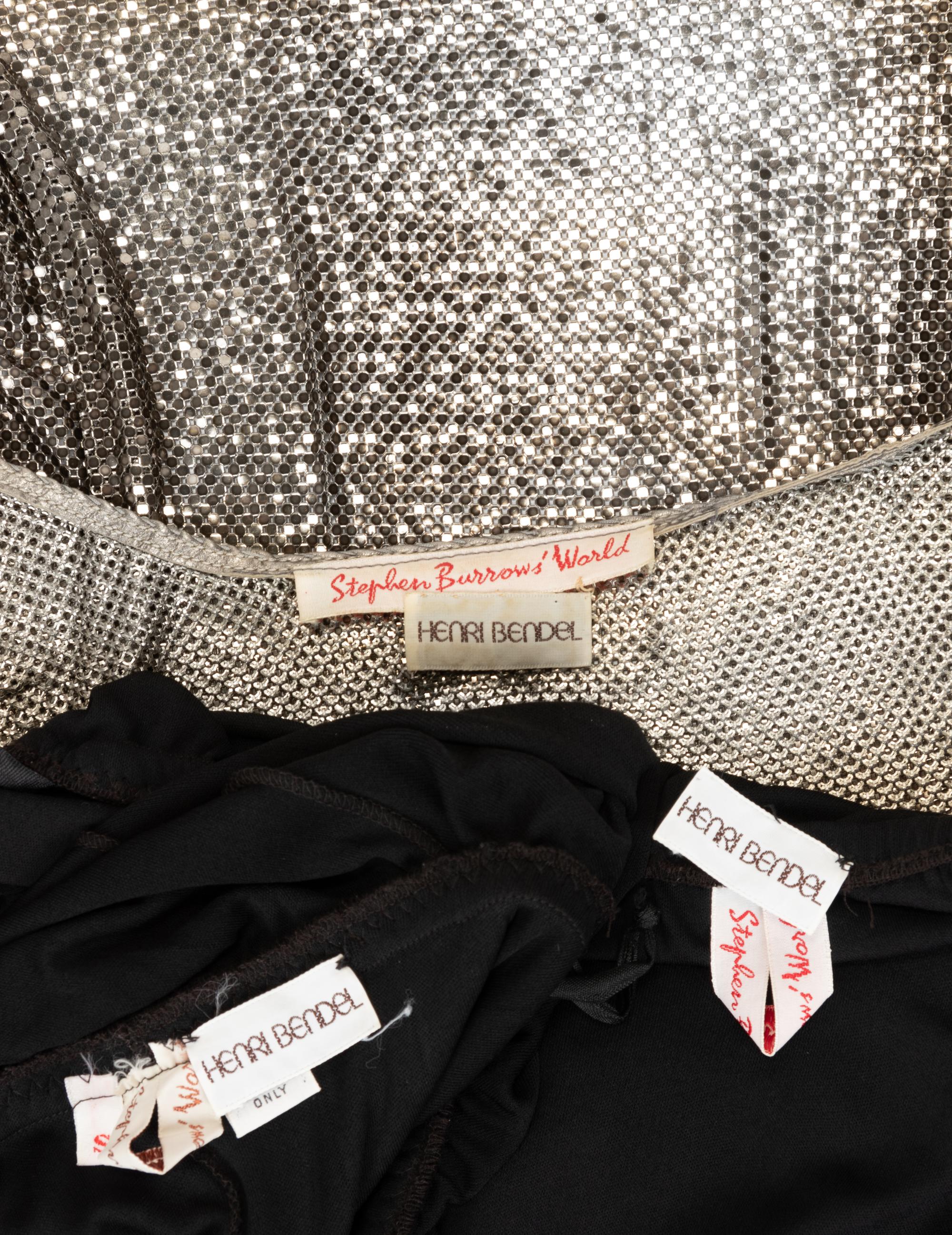 Three Stephen Burrows Pieces: Two Dresses and One Metal Mesh Top, 1970s