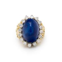 LAPIS LAZULI, DIAMOND, AND YELLOW GOLD RING