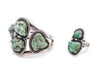 Seafoam Turquoise Nugget Cuff and Ring