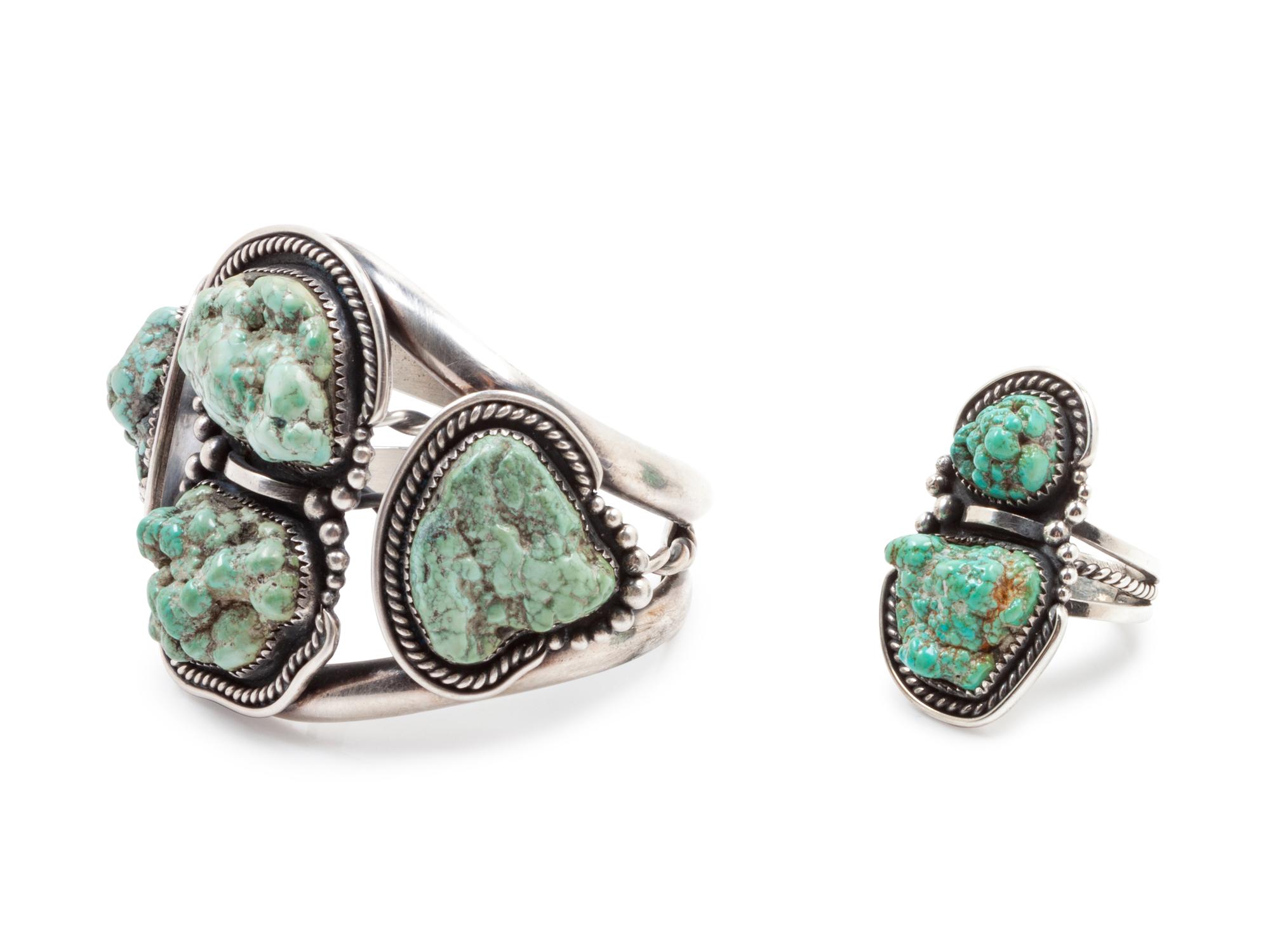 Seafoam Turquoise Nugget Cuff and Ring