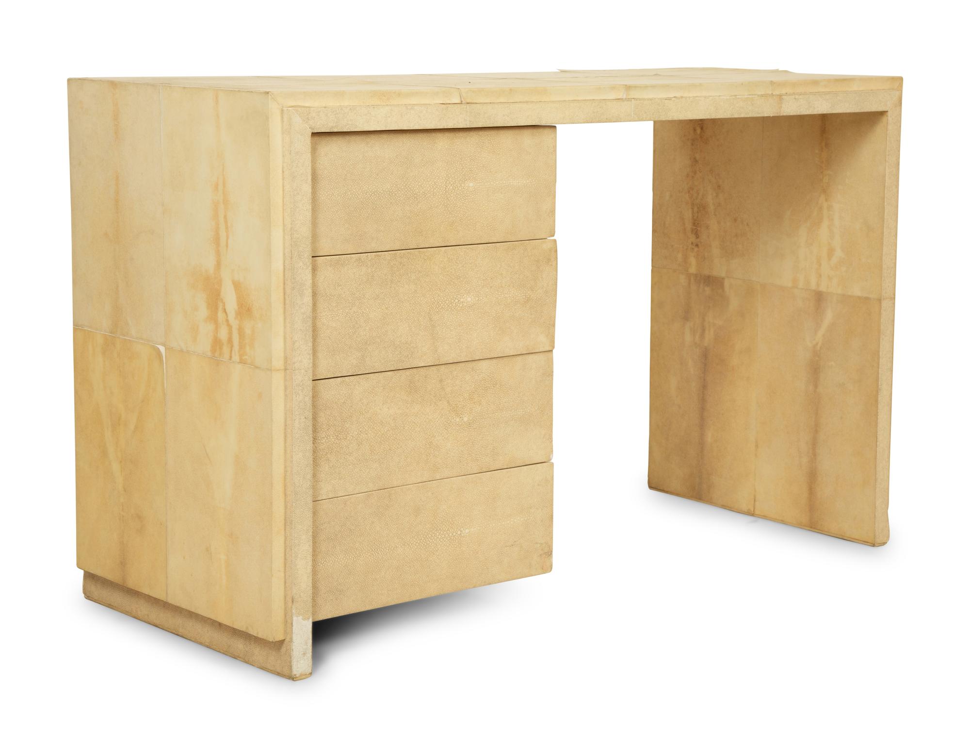 A Contemporary Goatskin and Shagreen-Veneered Writing Desk