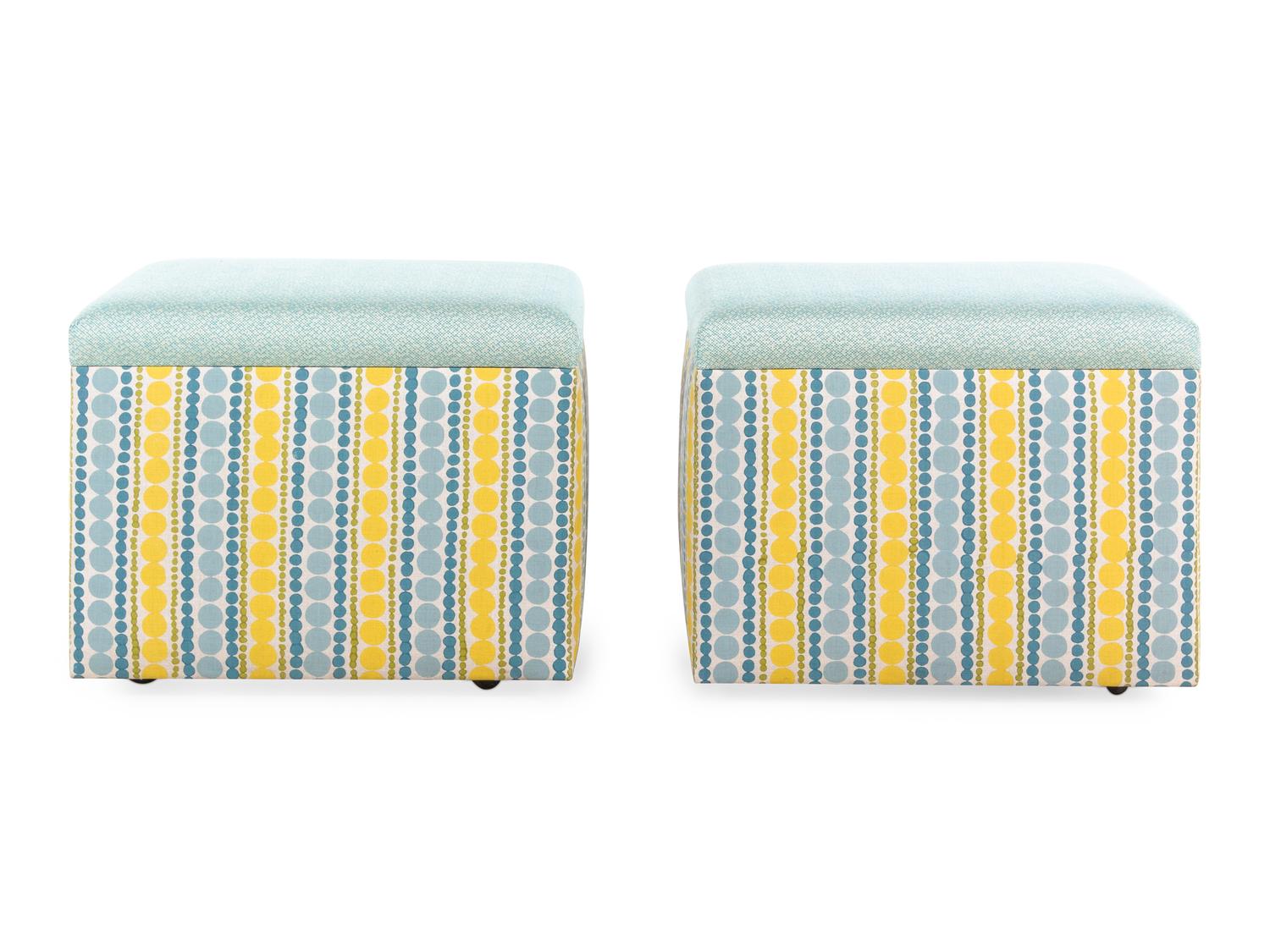 A Pair of Modern Upholstered Stools