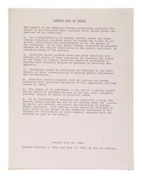 [CIVIL RIGHTS]. Library Bill of Rights, 1968.