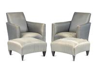 Pair of Lounge Chairs and Ottomans