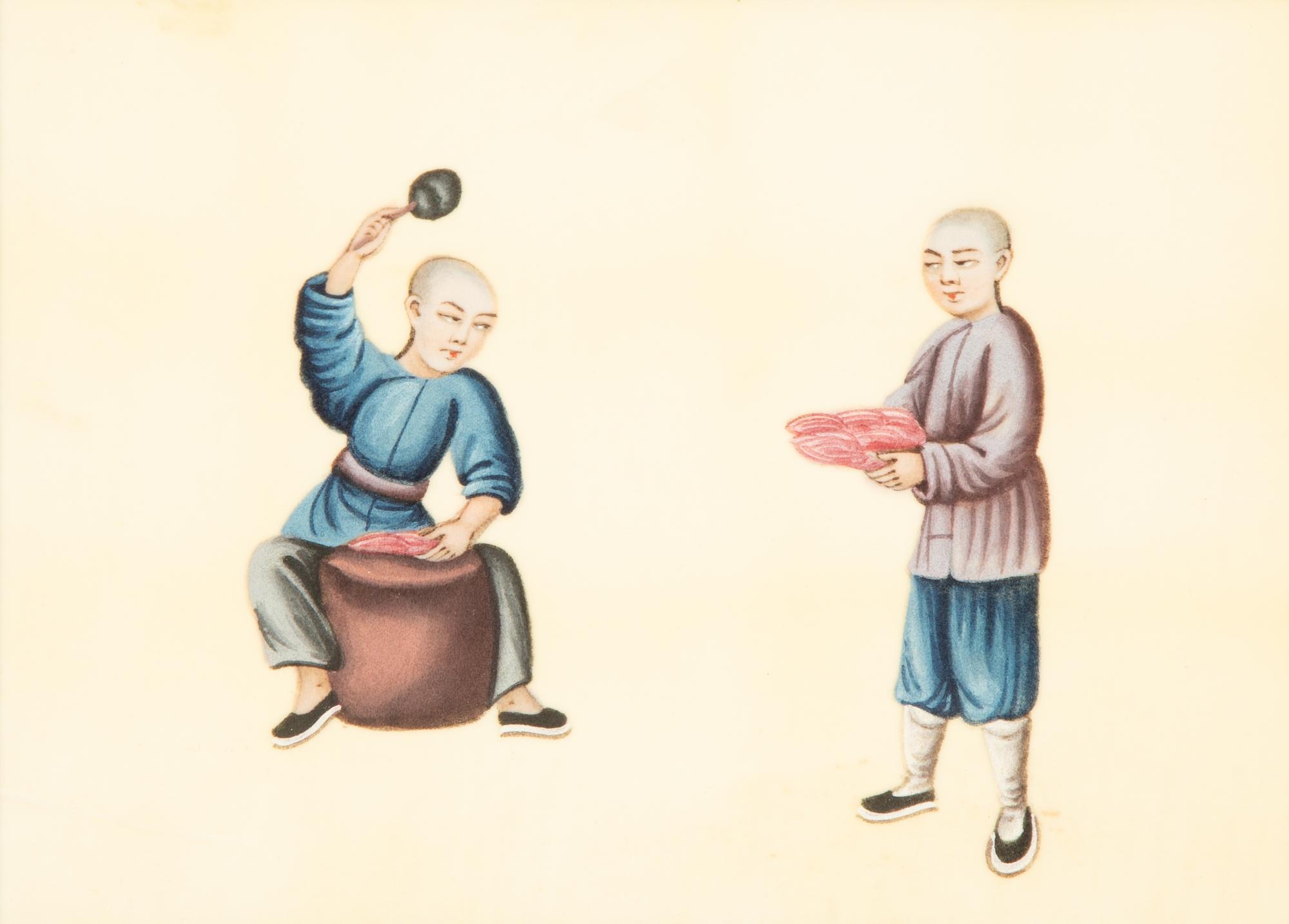 Three Chinese Pith Paintings of Occupations