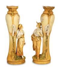A Pair of Royal Dux Porcelain Figural Vases
