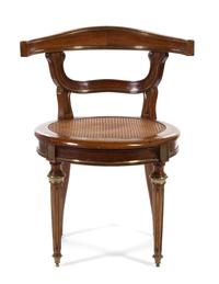 A Louis XVI Brass-Mounted Mahogany Desk Chair