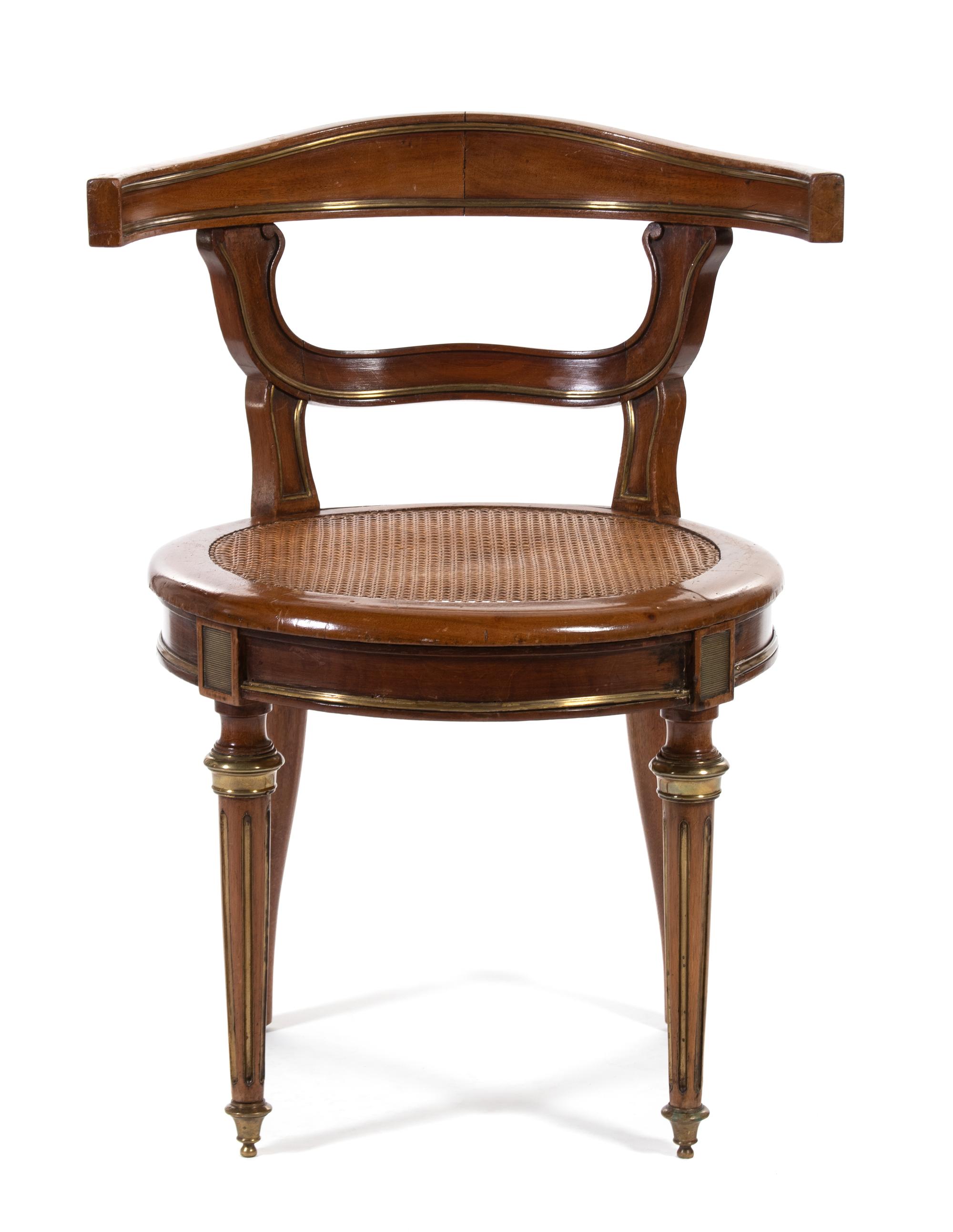 A Louis XVI Brass-Mounted Mahogany Desk Chair