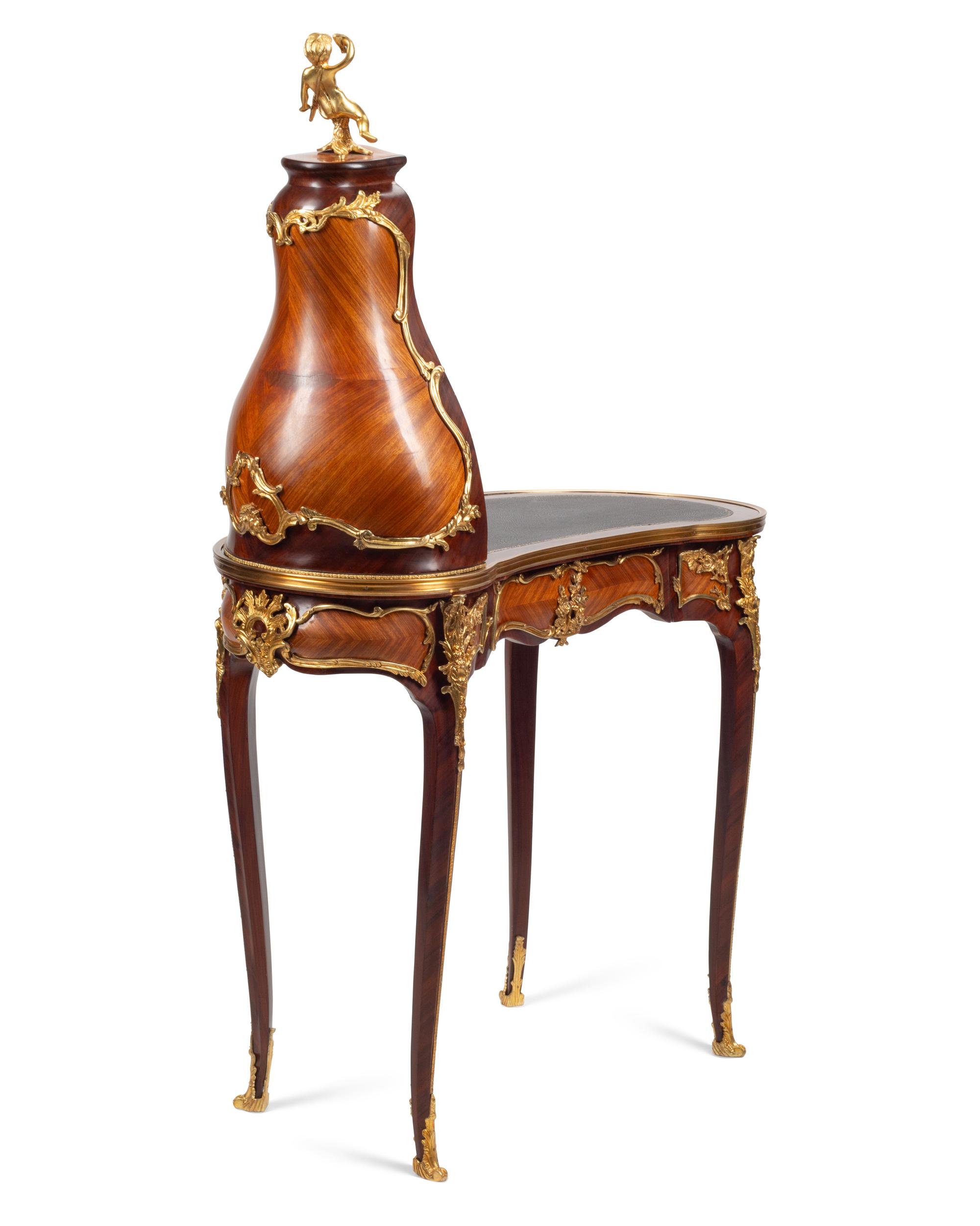 A Louis XV Style Gilt Bronze Mounted Desk and Cartonnier