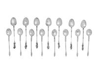Two Sets of Silver Coffee Spoons with Figural Handles