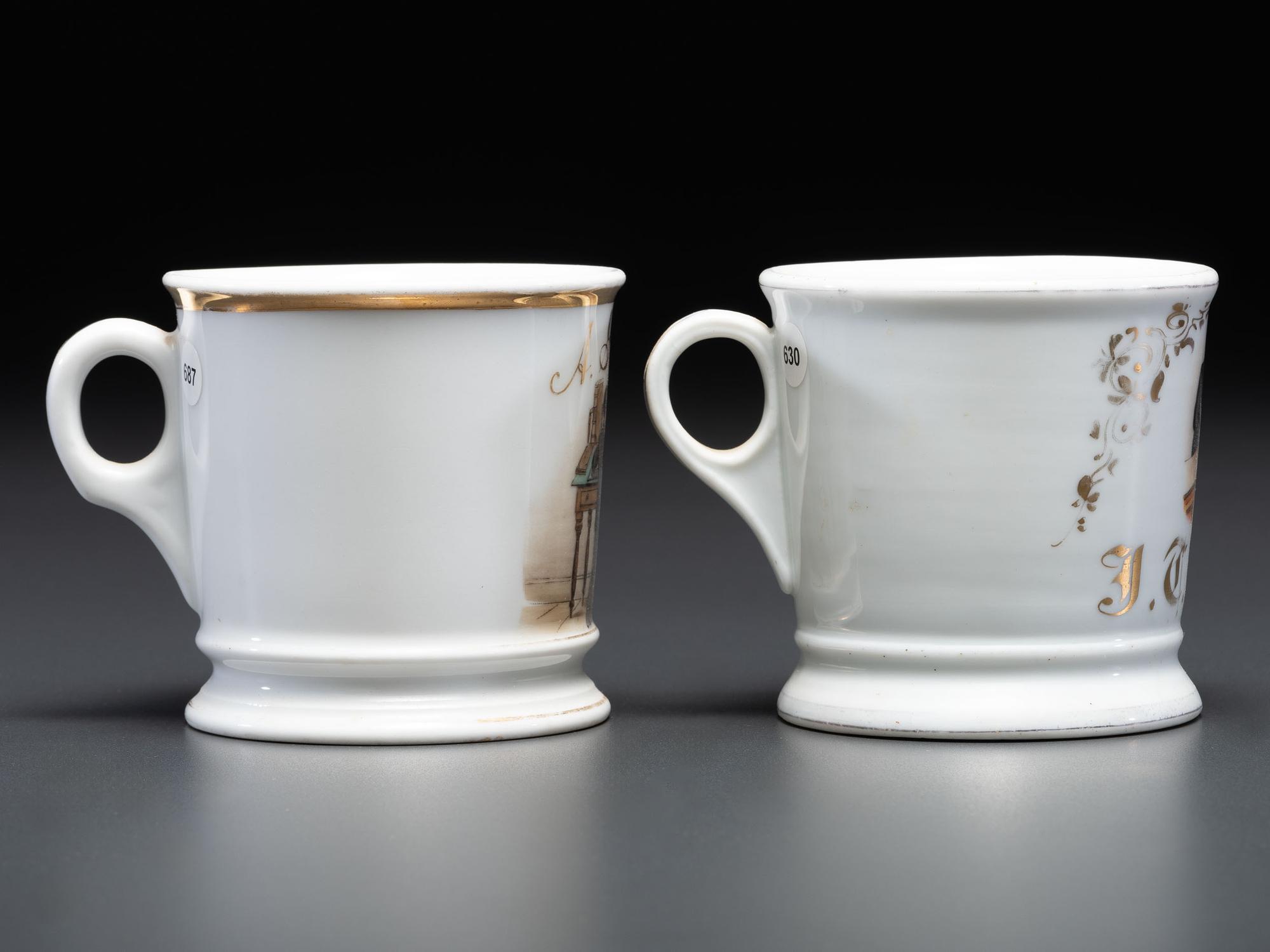 Two Porcelain Occupational Shaving Mugs