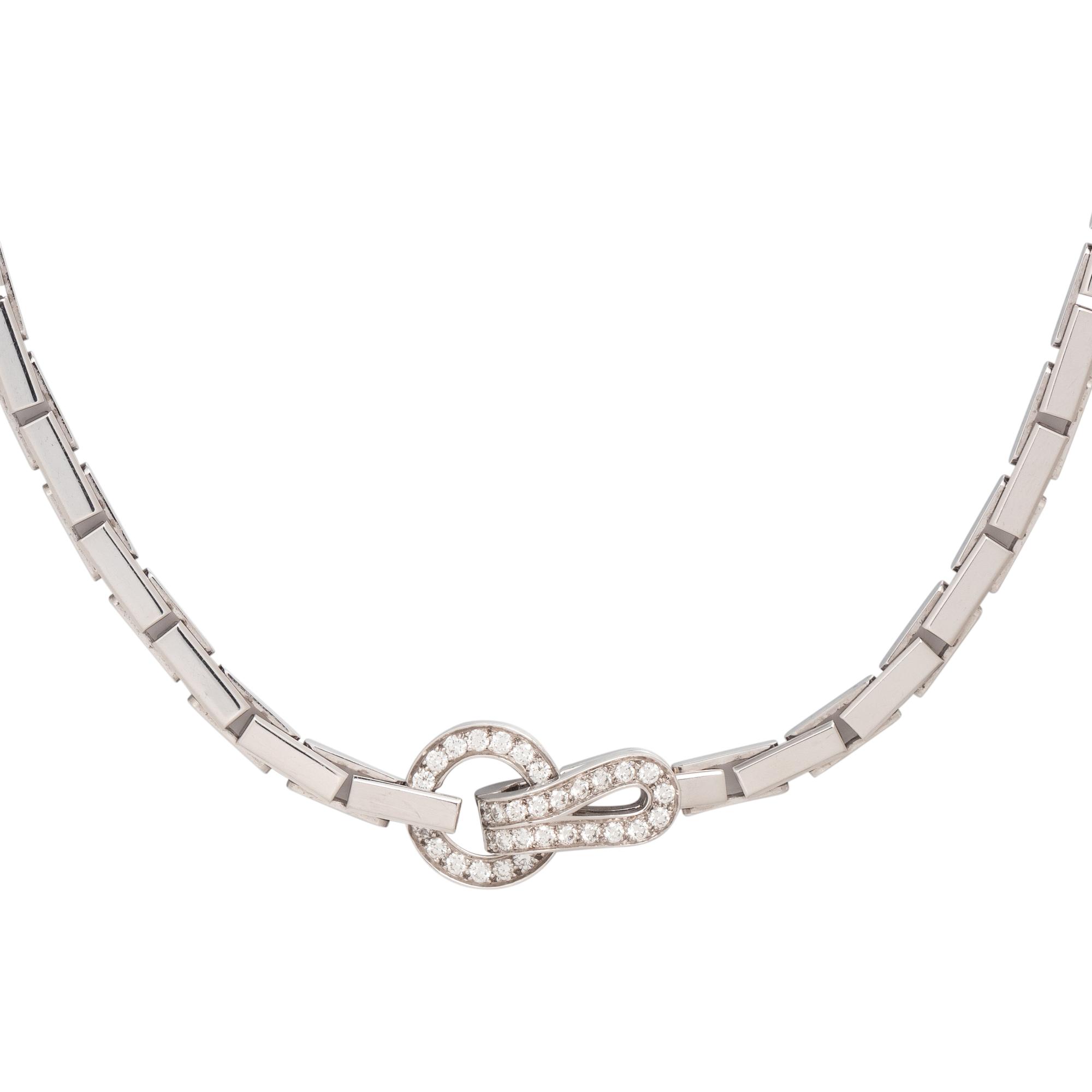 CARTIER, WHITE GOLD AND DIAMOND 'AGRAFE' NECKLACE