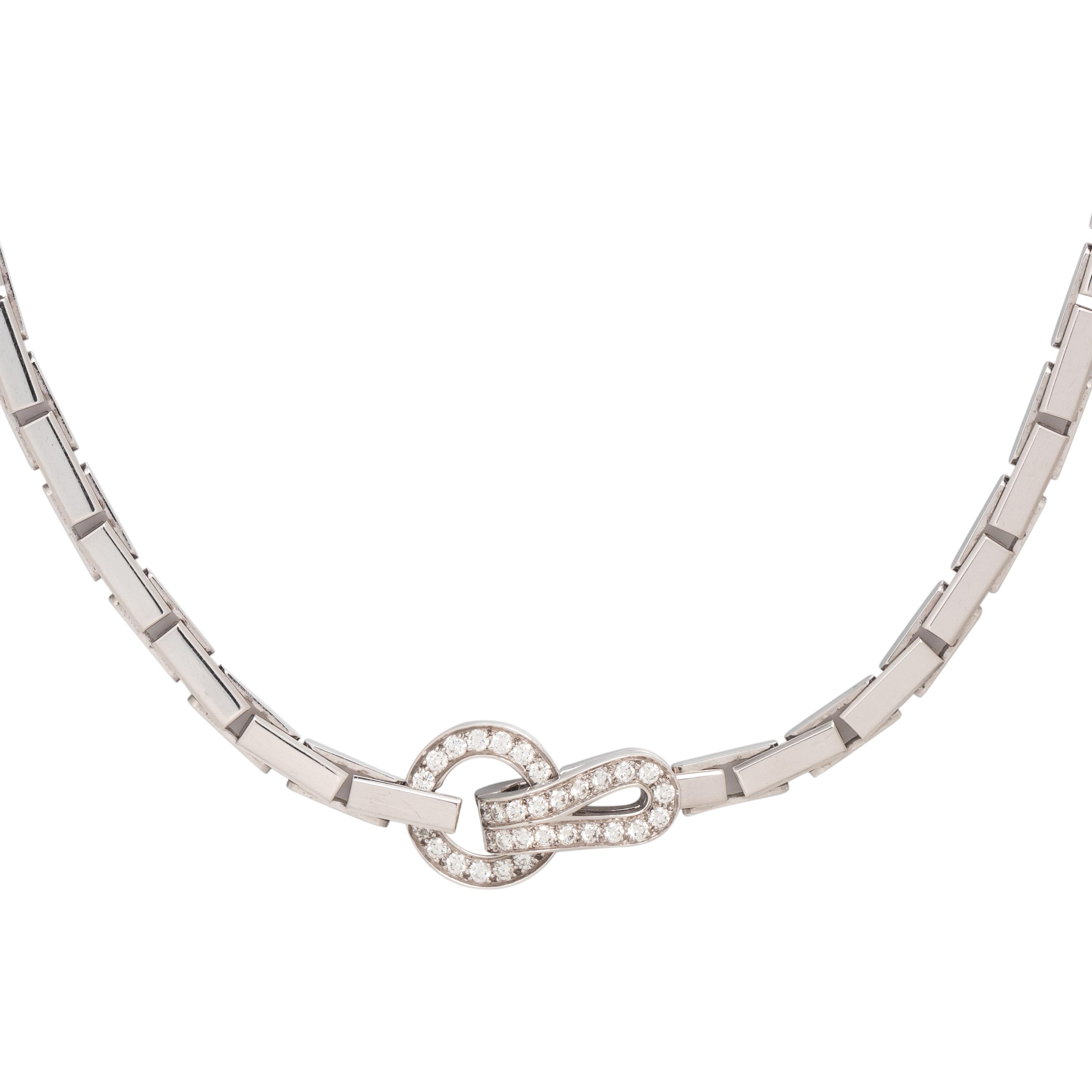 CARTIER, WHITE GOLD AND DIAMOND 'AGRAFE' NECKLACE