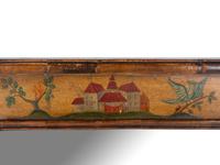 An English Painted Panel Inset Walnut Overmantel Mirror