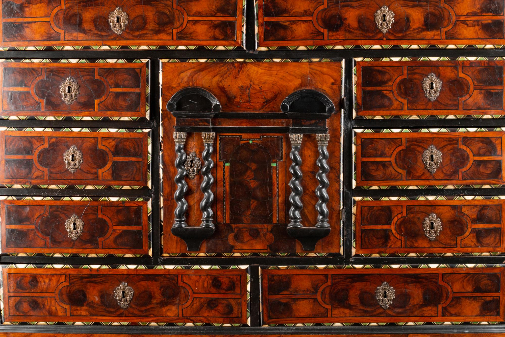 A Dutch Baroque Style Marquetry Cabinet on Stand