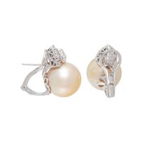 CULTURED PEARL AND DIAMOND EARRINGS