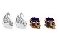 Two Pairs of Continental Swan-Form Salt Cellars