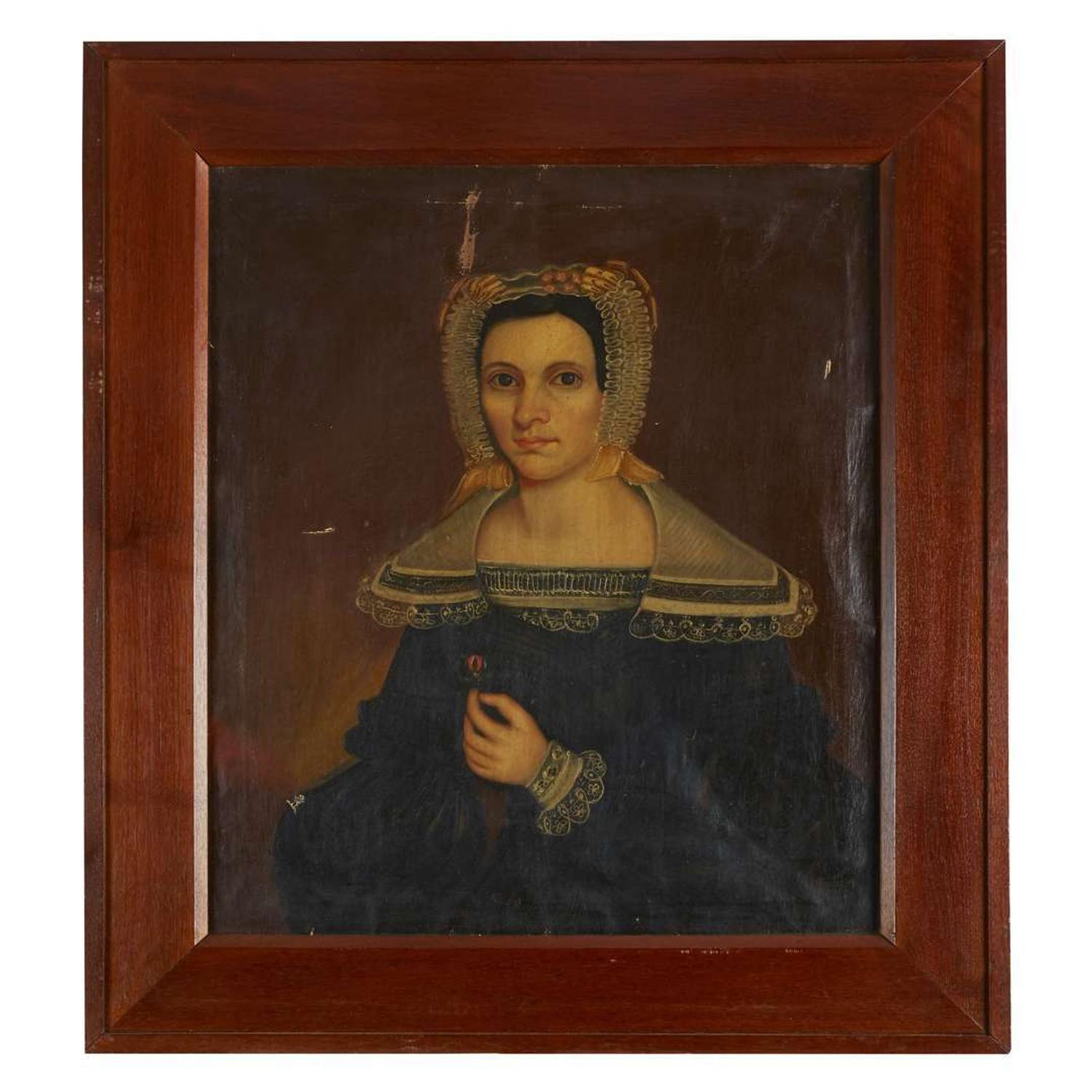 American School 19th century Three portraits: Miles H. Greenfield, Martha Ann Bell Greenfield and