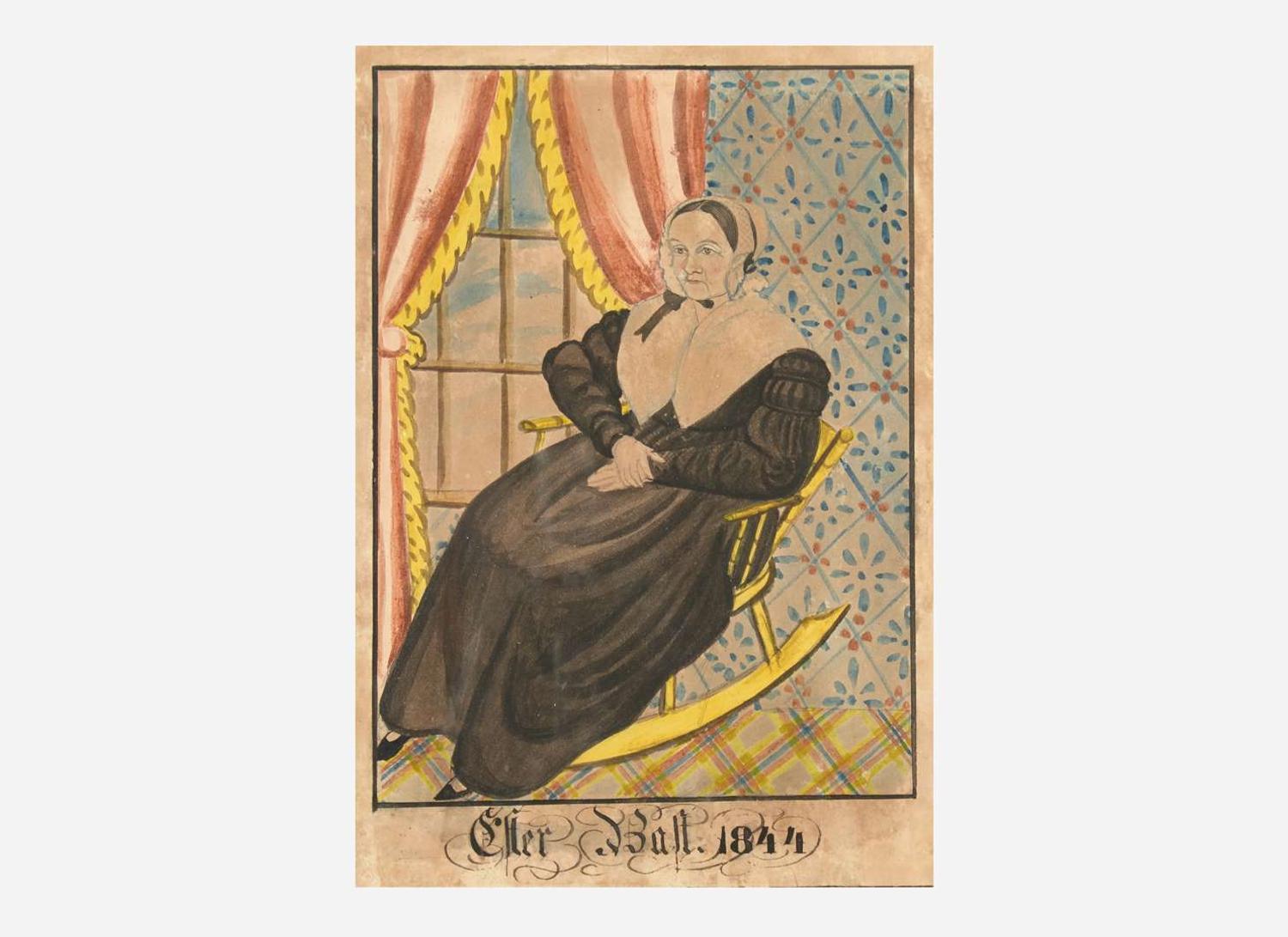 Attributed to The Reading Artist, and Edward Richards, Two Works: Small Portrait of Esther Bast and Small Portrait of a Lady, dated "1844" and circa 1840, respectively