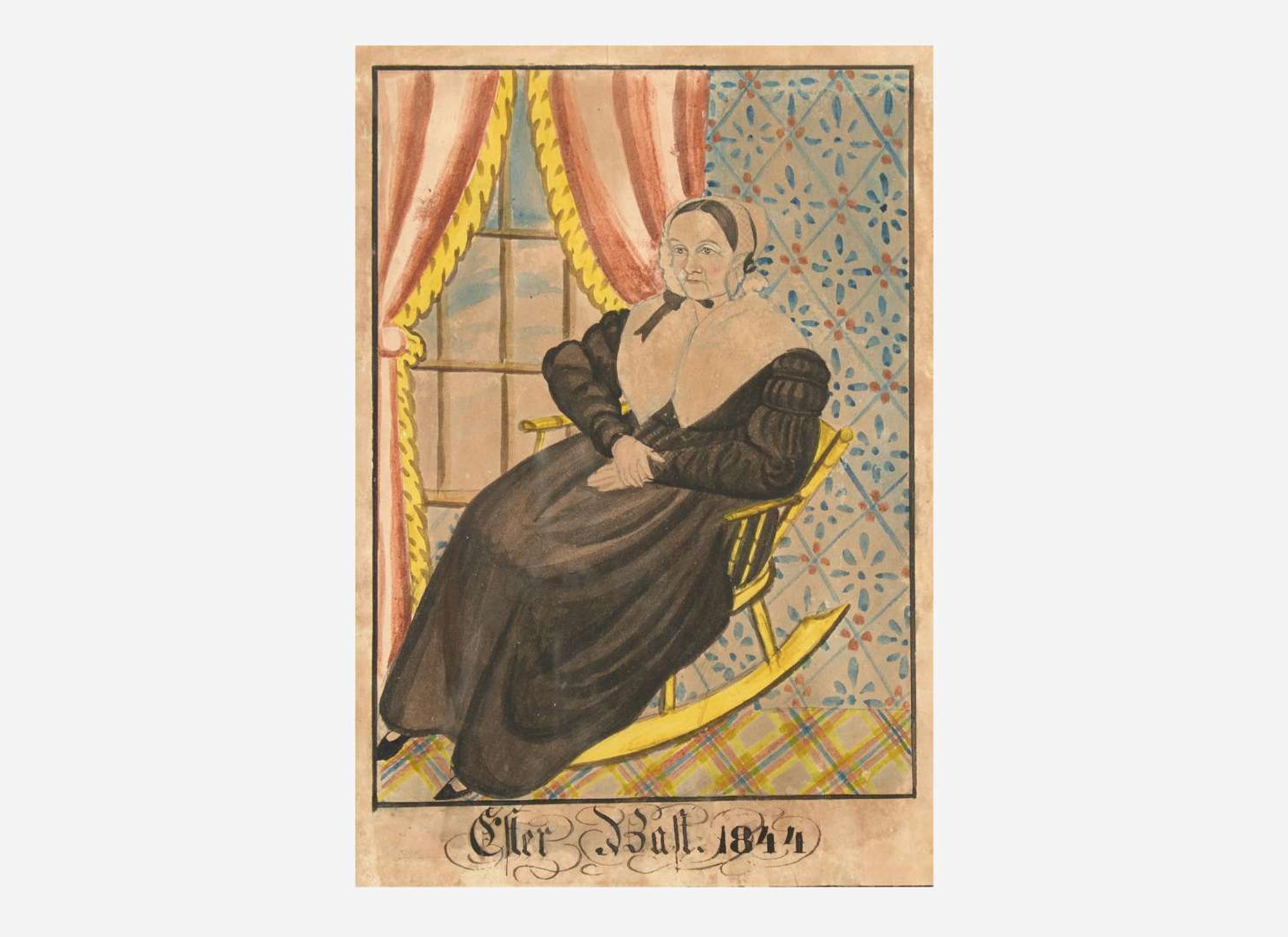 Attributed to The Reading Artist, and Edward Richards, Two Works: Small Portrait of Esther Bast and Small Portrait of a Lady, dated "1844" and circa 1840, respectively