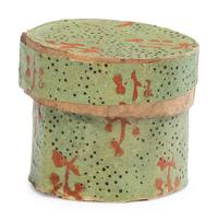 A Miniature Wallpaper Hat Box and Miniature Basket