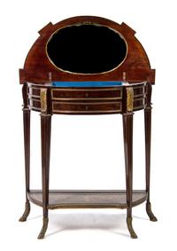 A Russian Empire Brass Inlaid Mahogany Dressing Table, Height: 30 1/8 inches.
