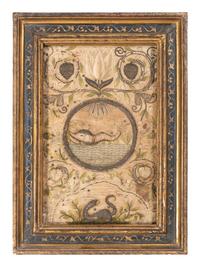 An English Needlework Panel of a Dolphin