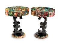A Pair of Art Moderne Style Decoupaged Nightstands