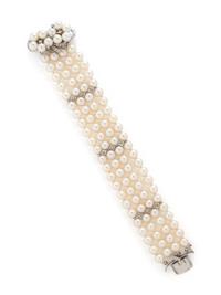 CULTURED PEARL AND DIAMOND BRACELET