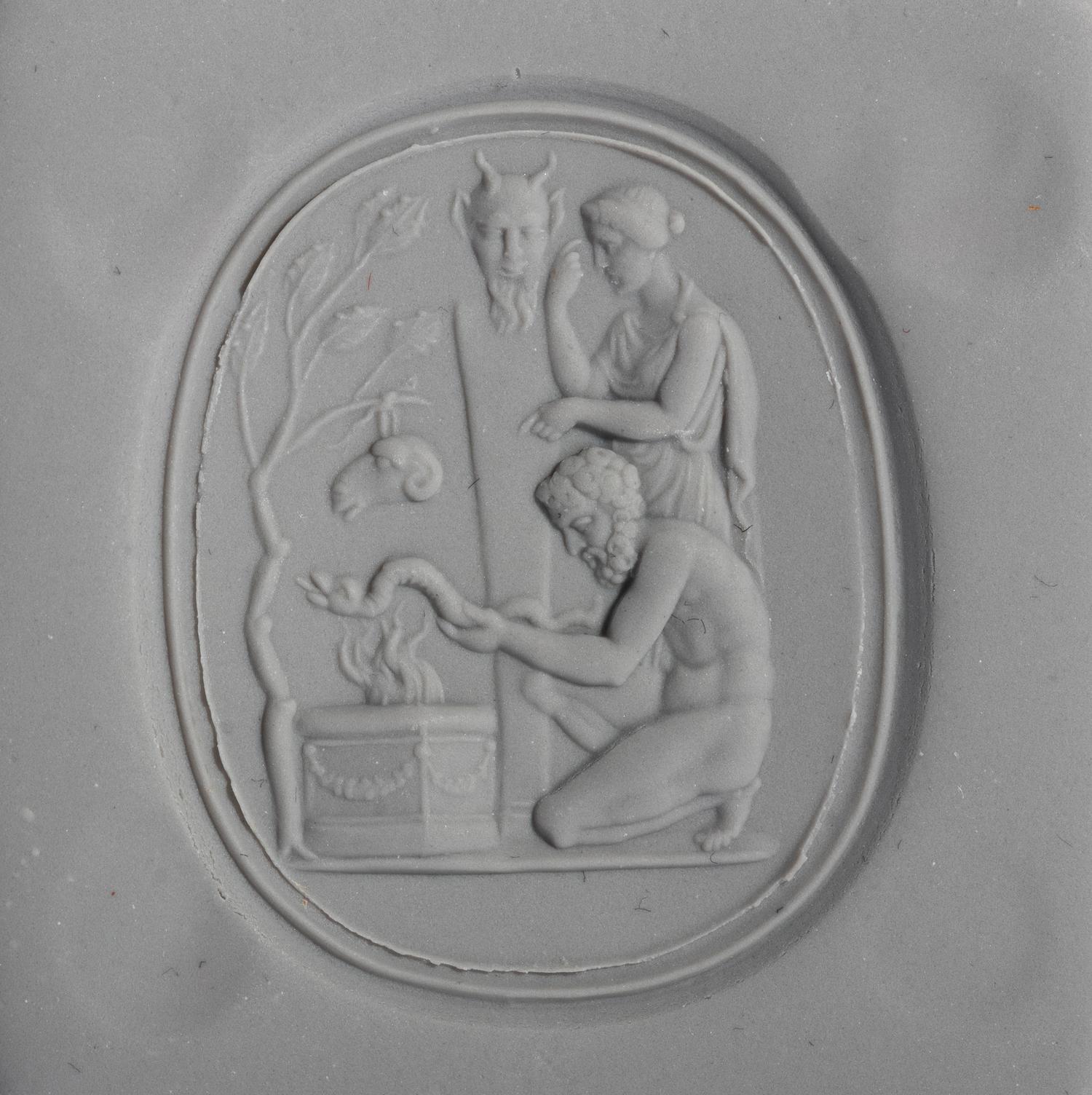 A Neoclassical Carnelian and Gold Finger Ring with a Mythological Scene