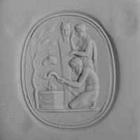 A Neoclassical Carnelian and Gold Finger Ring with a Mythological Scene