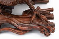 A Japanese Export Carved Rosewood Bird Group