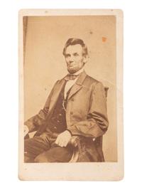 [LINCOLN, Abraham (1809-1865)]. BRADY, Mathew (1822-1896), photographer. CDV of Abraham Lincoln. Washington, DC.