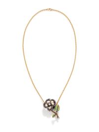YELLOW GOLD, DIAMOND AND ENAMEL NECKLACE