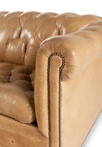 A Leather Upholstered Chesterfield Convertible Sofa