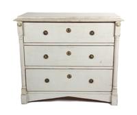 A Swedish Neoclassical Style White-Painted Commode Height 35 3/4 x width 41 x depth 19 inches. — 19TH CENTURY