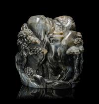 A Black and Grey Jade ‘Landscape’ Boulder