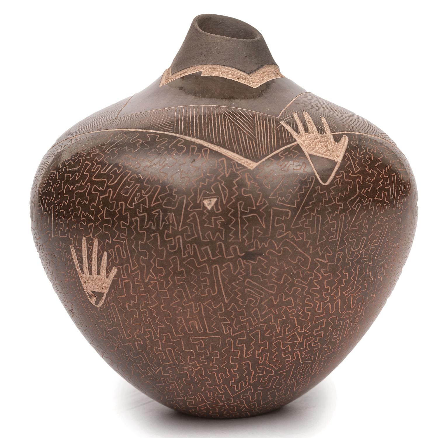 Sgraffito Pottery Jar