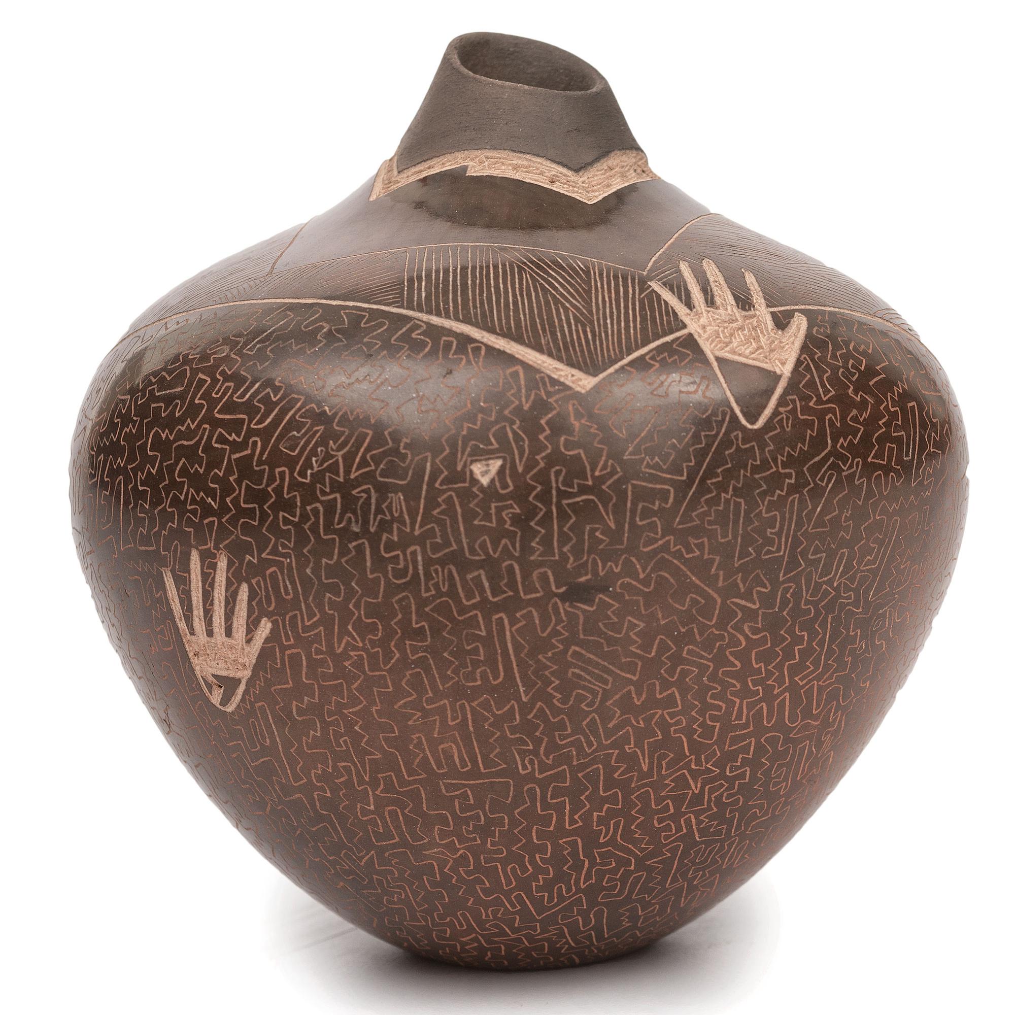 Sgraffito Pottery Jar