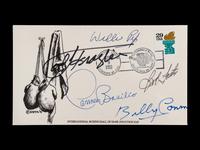 A Group of Assorted Boxing Champion Signed Autograph Items Including Sugar Ray Leonard,