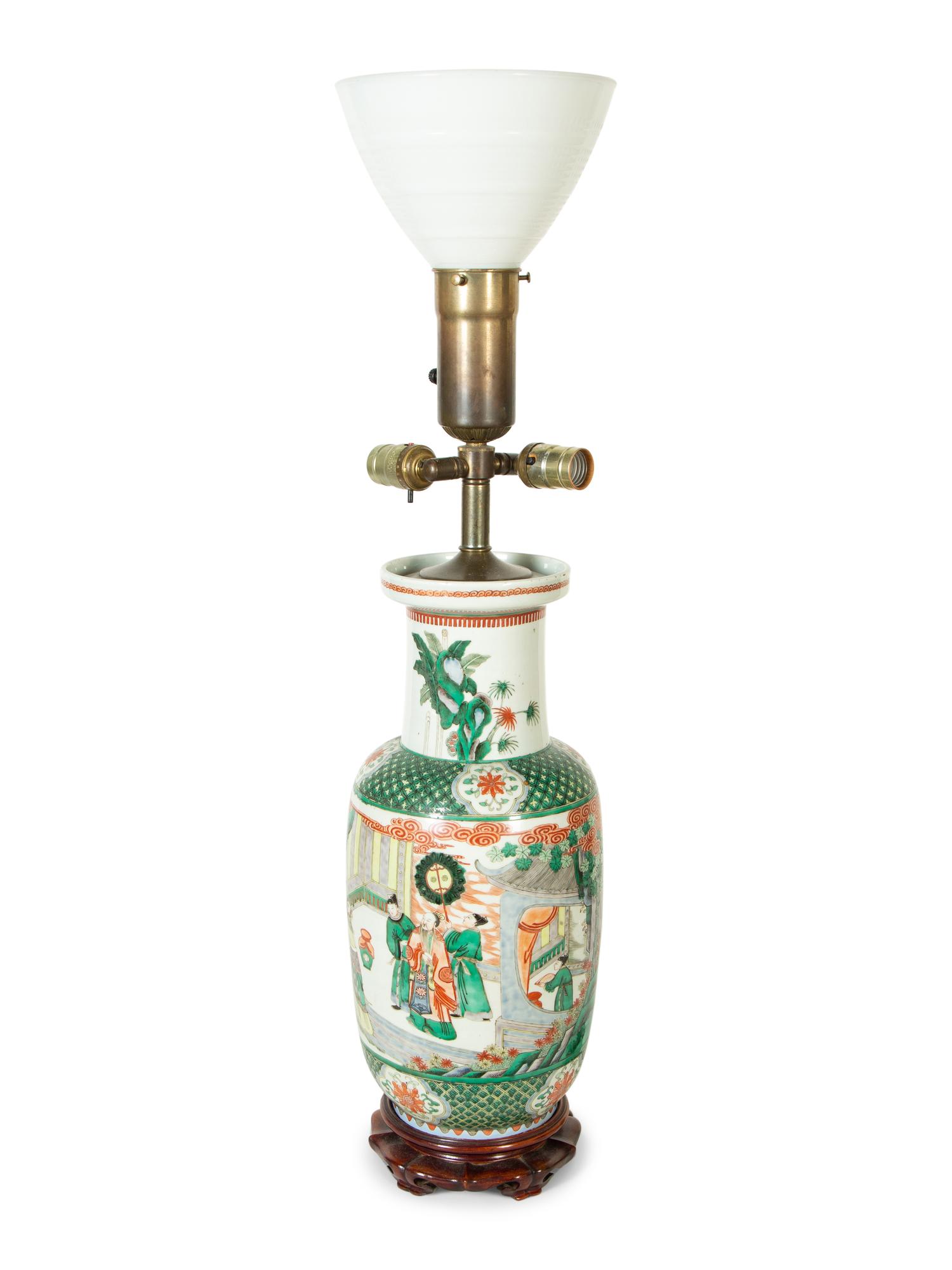 A Chinese Export Porcelain Vase Mounted as a Lamp