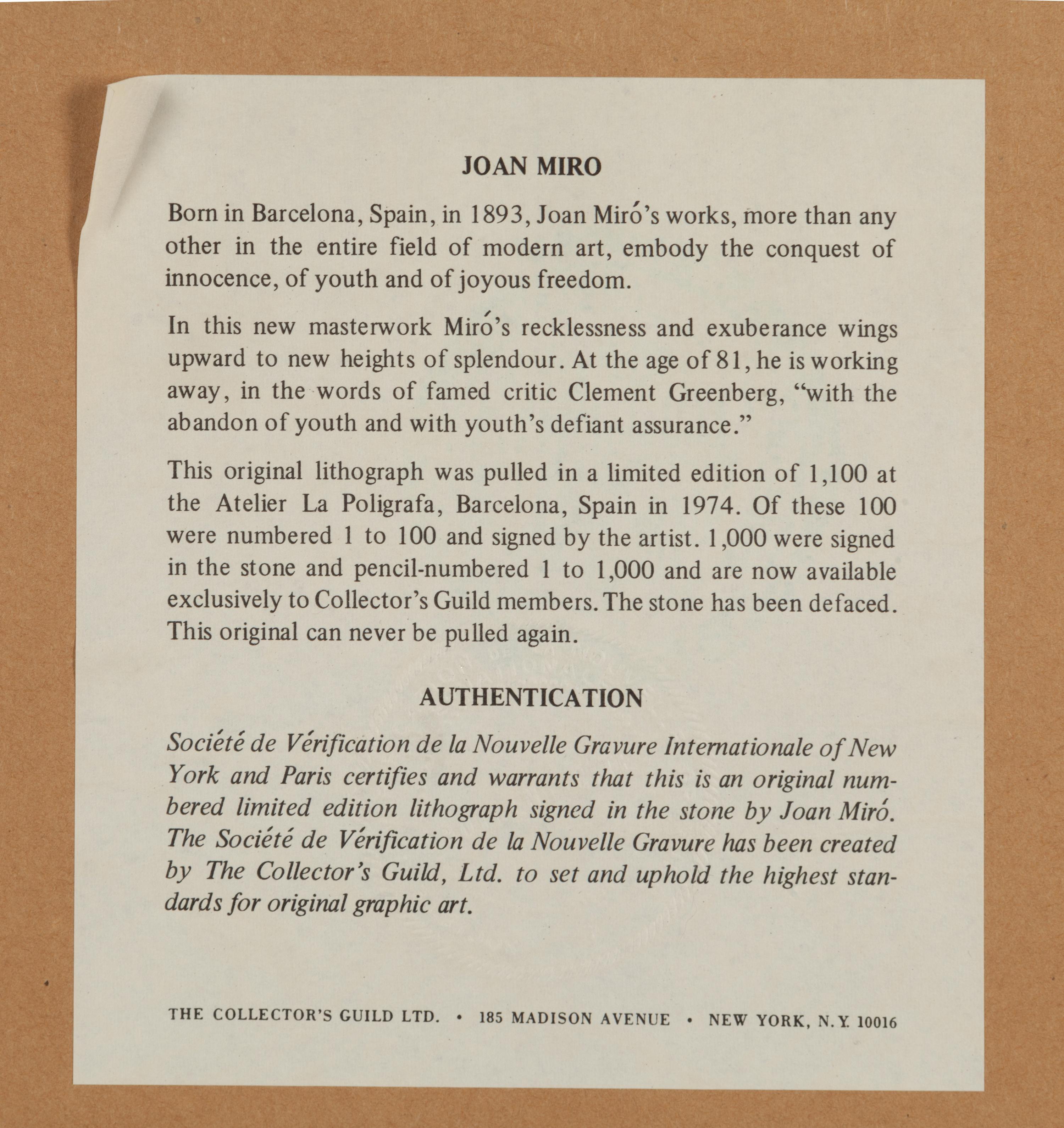Miro Sculpteur (from the Collector's Guild)