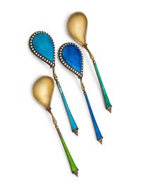 A Group of Continental Enameled Silver Objects